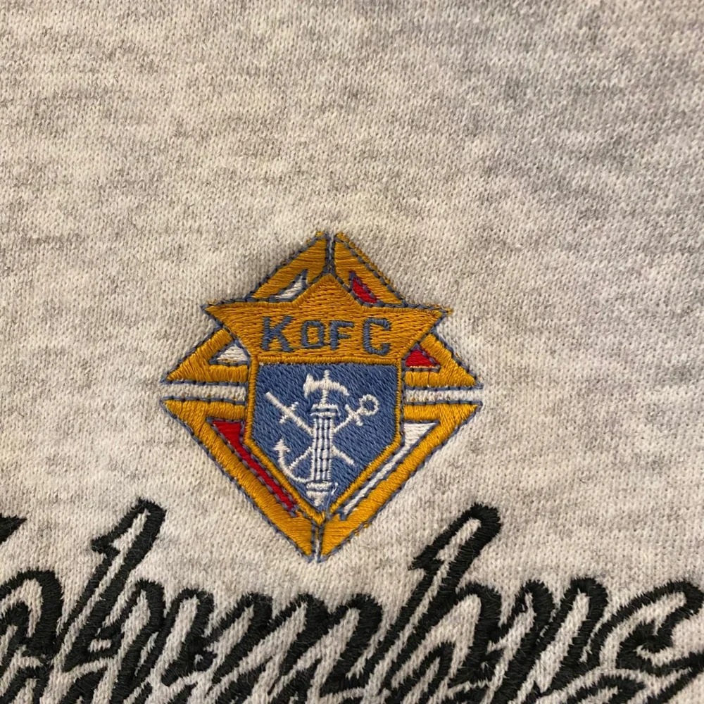 Hanes Knights of Columbus Sweatshirt Mens Large Gray Vintage Heavy Crewneck